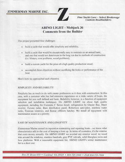 Zimmerman Mobjack 36 Brochure