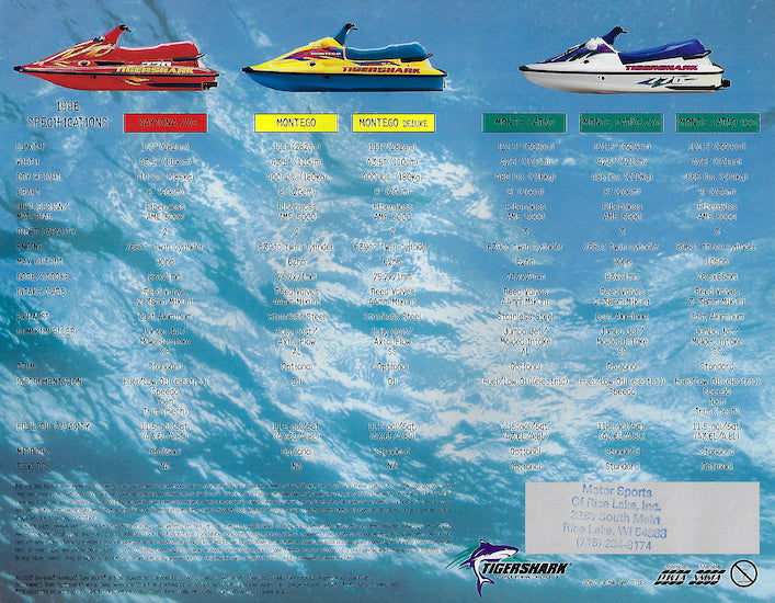 Arctic Cat 1996 Tigershark Watercraft Mini Brochure