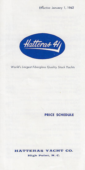 Hatteras 41 Convertible 1962 Price Brochure