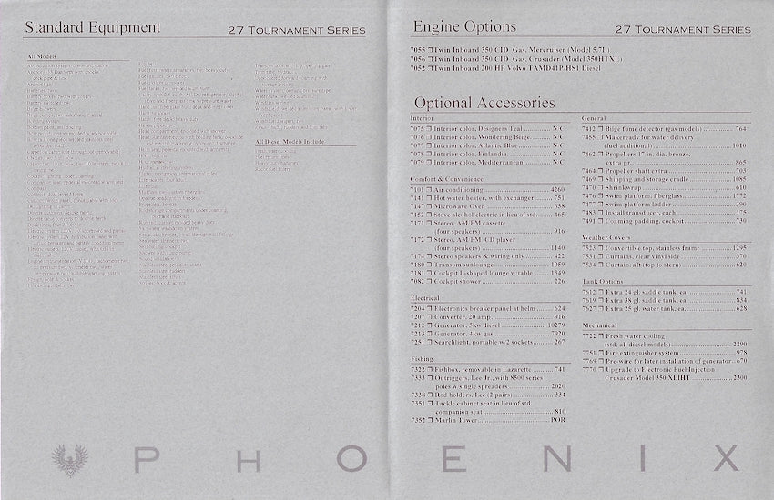 Phoenix 27 Tournament Series II Specification Brochure