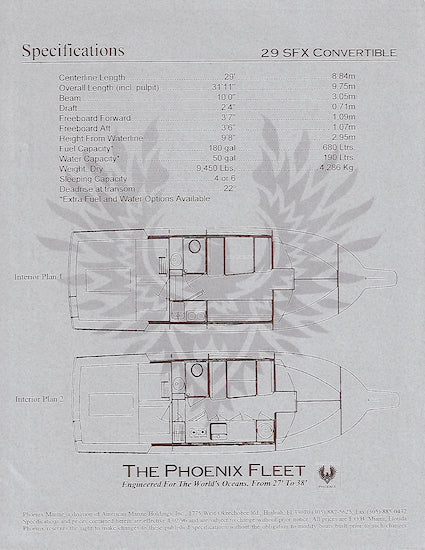 Phoenix 29 SFX Convertible Specification Brochure