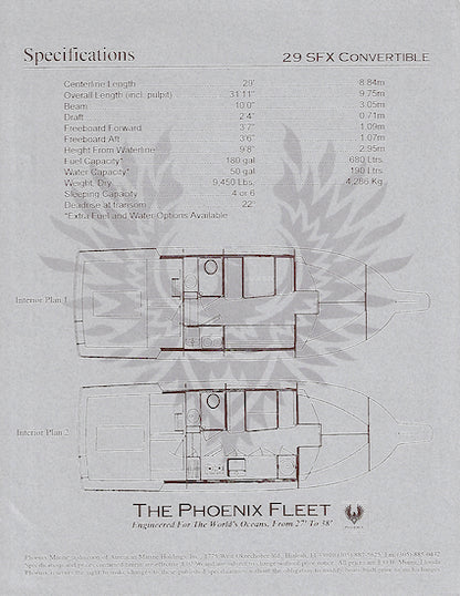 Phoenix 29 SFX Convertible Specification Brochure