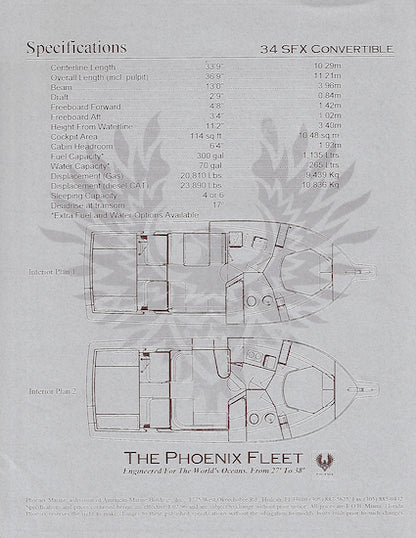 Phoenix 34 SFX Convertible  Specification Brochure