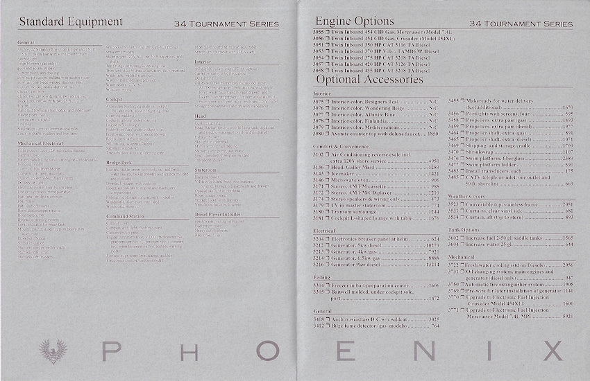 Phoenix 34 Tournament Series Specification Brochure