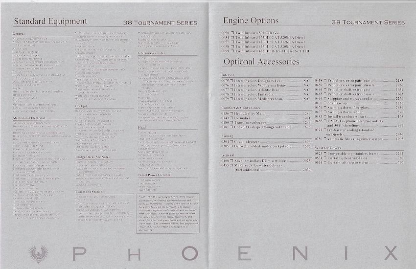 Phoenix 38 Tournament Series Specification Brochure