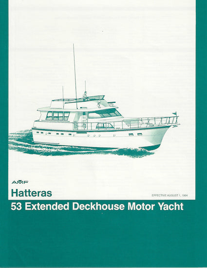 Hatteras 53 Extended Deckhouse Motor Yacht Specification Brochure
