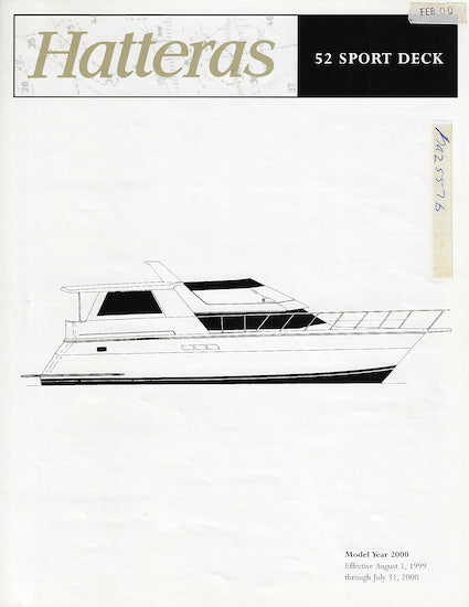 Hatteras 52 Sport Deck Motor Yacht Specification Brochure