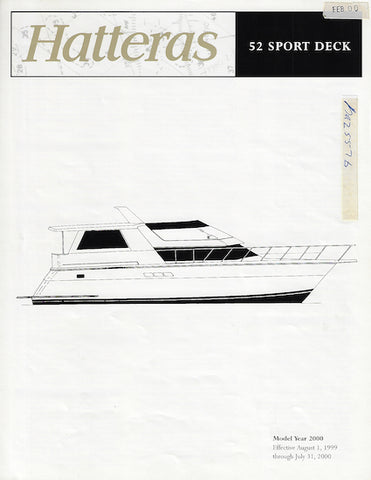 Hatteras 52 Sport Deck Motor Yacht Specification Brochure