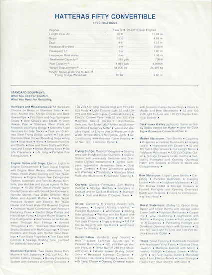 Hatteras 50 Convertible Specification Brochure