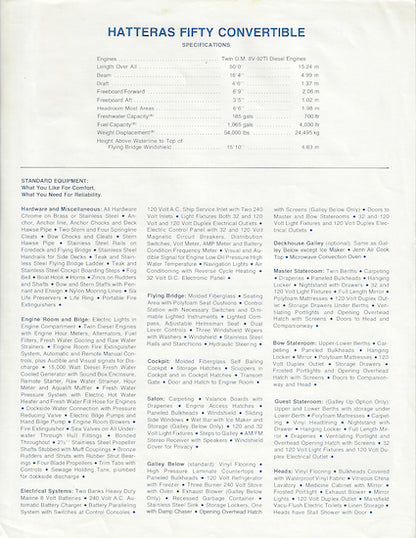 Hatteras 50 Convertible Specification Brochure