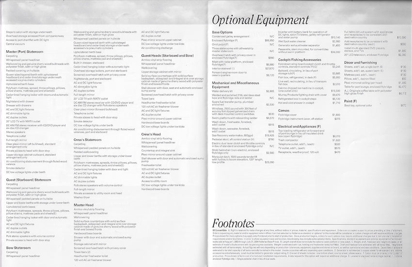 Hatteras 65 Convertible Specification Brochure