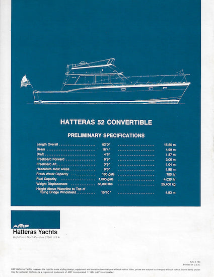 Hatteras 52 Convertible Launch Brochure – SailInfo I boatbrochure.com