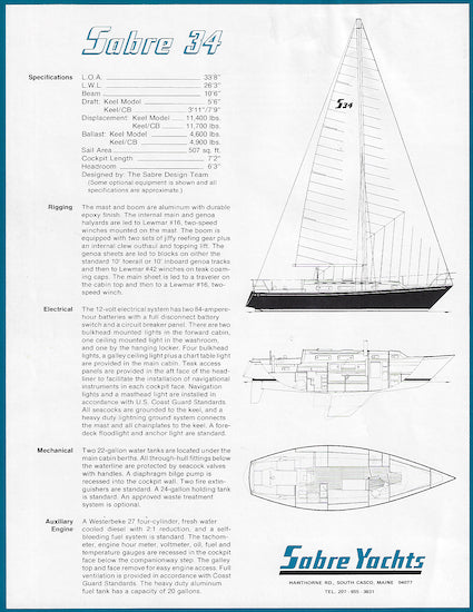 Sabre 34 Brochure