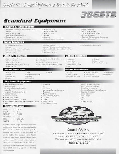 Sonic 386STS Brochure