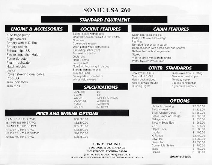 Sonic Prowler 260 Brochure