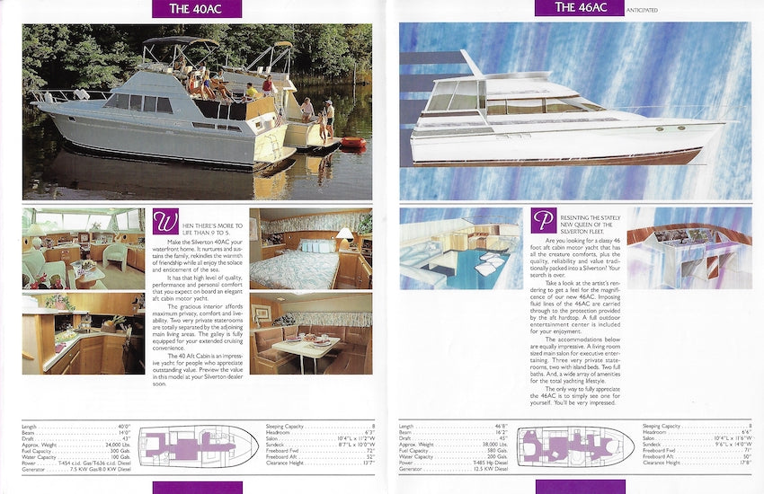 Silverton 1989 Aft Cabin / Motor Yachts Brochure