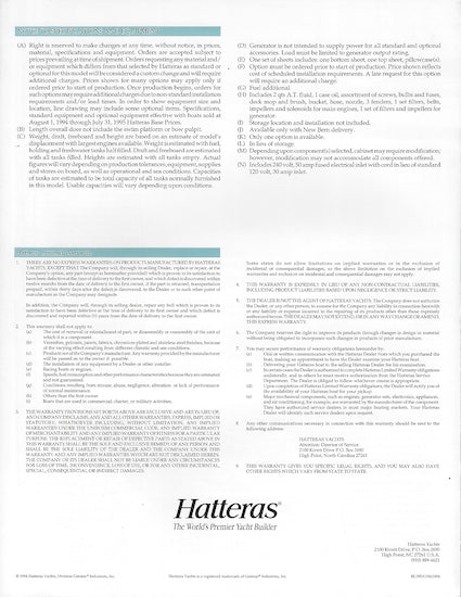 Hatteras 39 Sport Express Specification Brochure