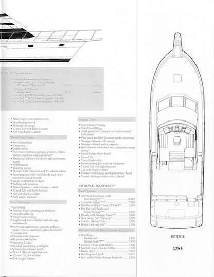 Hatteras 42 Cockpit Motor Yacht SE Specification Brochure