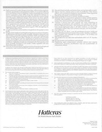 Hatteras 42 Cockpit Motor Yacht Specification Brochure
