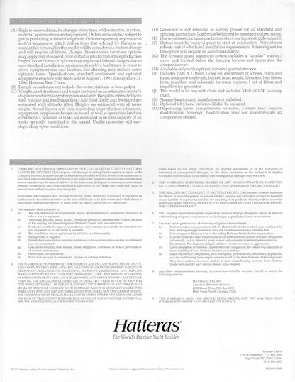 Hatteras 48 Cockpit Motor Yacht Specification Brochure