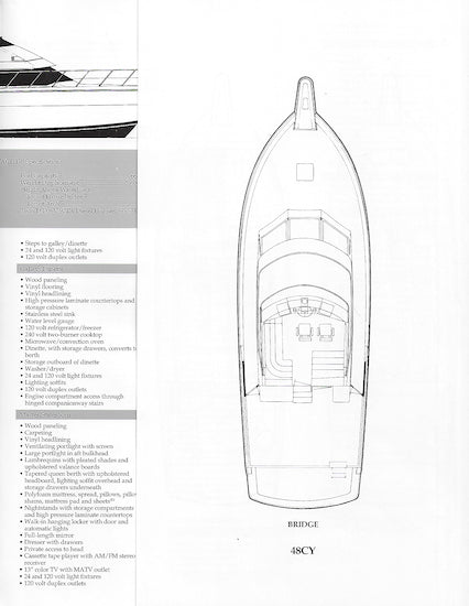 Hatteras 48 Cockpit Motor Yacht Specification Brochure