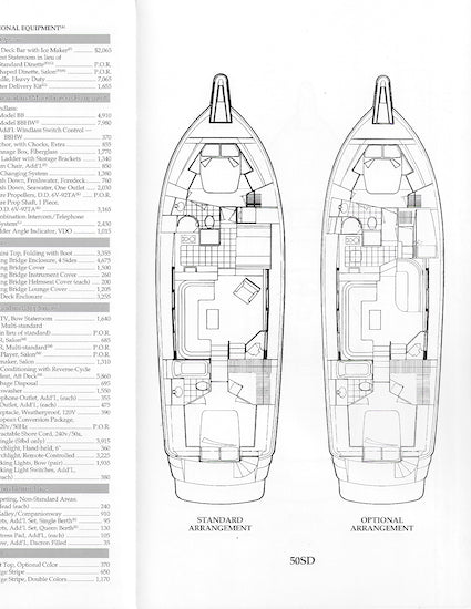 Hatteras 50 Sport Deck Motor Yacht Specification Brochure – SailInfo I ...