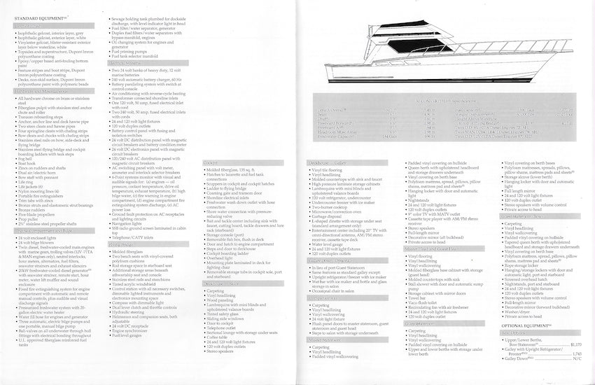 Hatteras 50 Convertible Specification Brochure