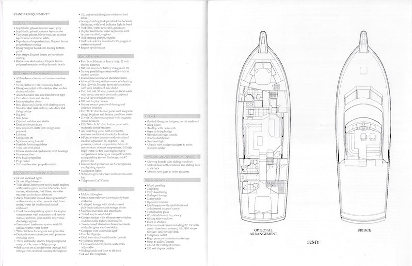 Hatteras 52 Motor Yacht Specification Brochure