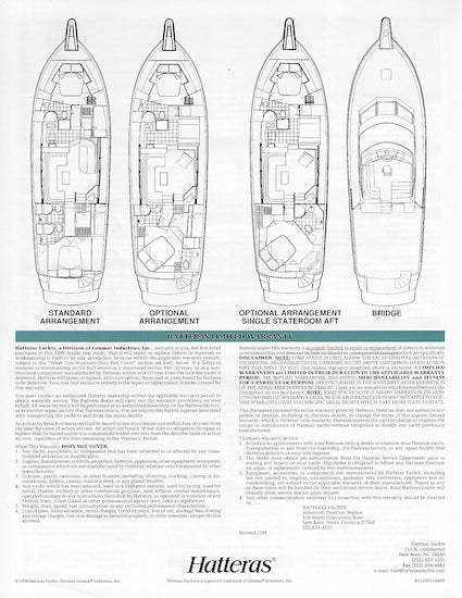 Hatteras 52 Sport Deck Motor Yacht Specification Brochure