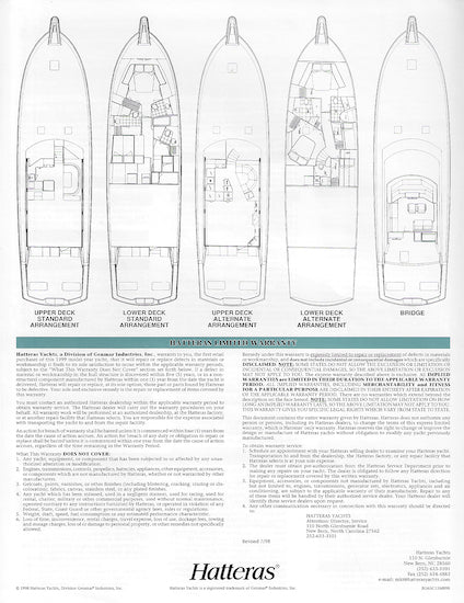 Hatteras 65 Convertible Specification Brochure