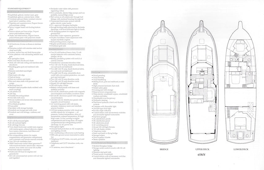 Hatteras 65 Motoryacht Specification Brochure