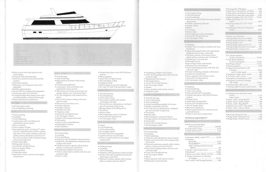 Hatteras 65 Motoryacht Specification Brochure