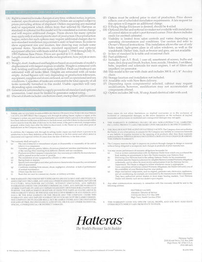 Hatteras 42 Cockpit Motor Yacht SE Specification Brochure