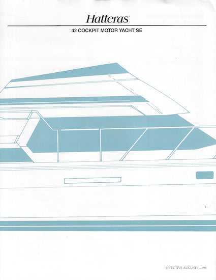 Hatteras 42 Cockpit Motor Yacht SE Specification Brochure