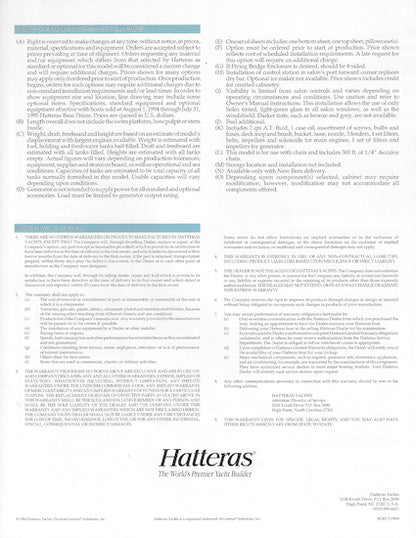 Hatteras 42 Cockpit Motor Yacht Specification Brochure