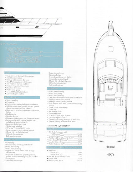 Hatteras 42 Cockpit Motor Yacht Specification Brochure – SailInfo I ...