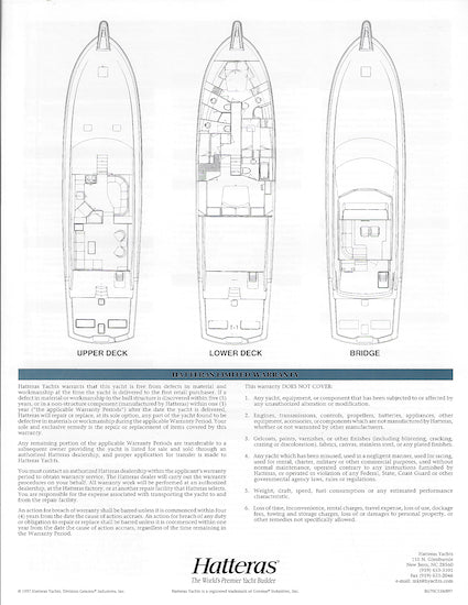 Hatteras 70 Convertible Specification Brochure