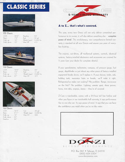 Donzi 2000 Poster Brochure – SailInfo I boatbrochure.com