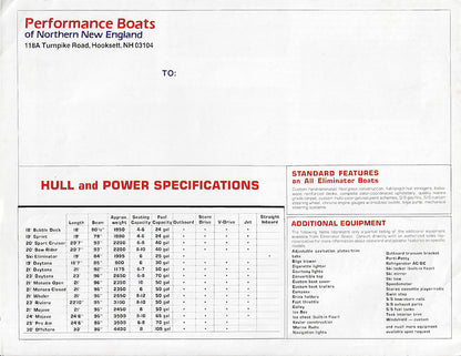 Performance Boats of New England Elimiantor Brochure