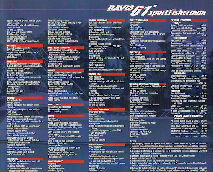 Buddy Davis 61 Sportfisherman Brochure