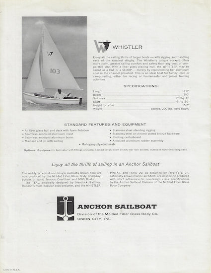 MFG Anchor Sailboats Brochure