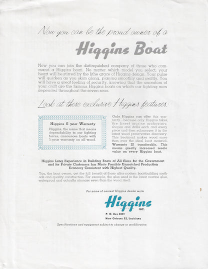 Higgins 23 Convertible Brochure
