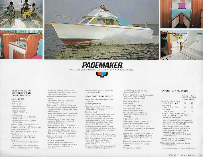 Pacemaker 30 Sport Fisherman & Cruisers Brochure