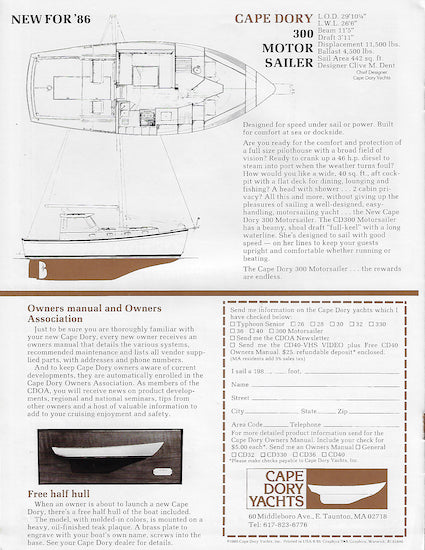 Cape Dory 1986 Brochure