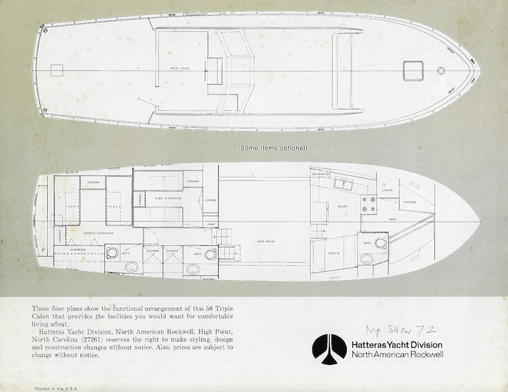 Hatteras 58 Triple Cabin Brochure
