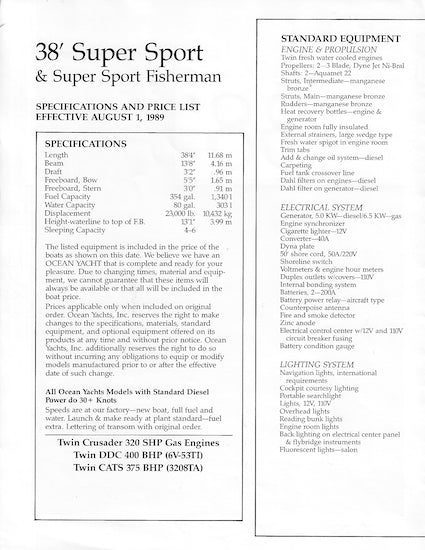 Ocean 38 Super Sport Brochure