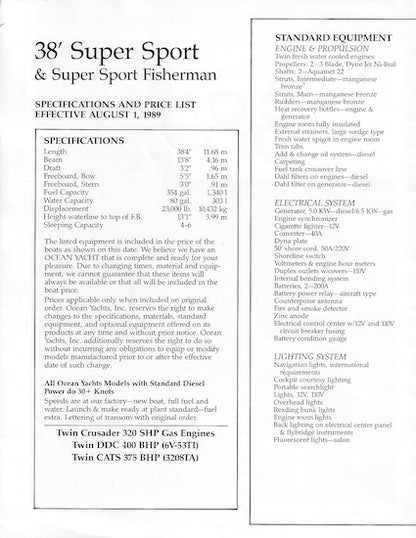Ocean 38 Super Sport Brochure