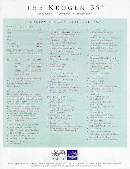 Krogen 39 Trawler Brochure