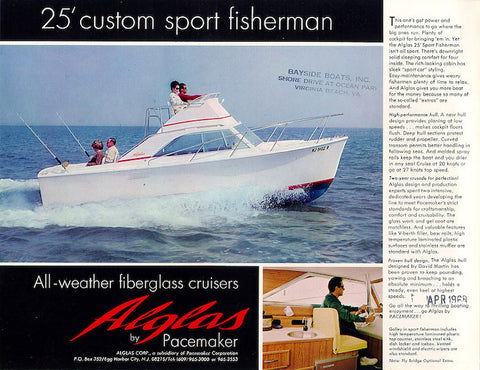 Pacemaker Alglas 25 Custom Sport Fisherman Cruiser Brochure