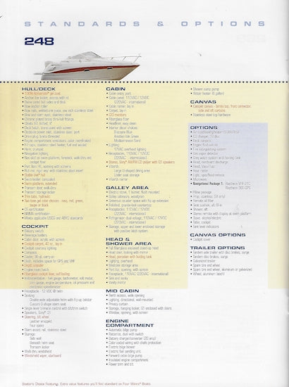 Four Winns 2001 Vista Cruisers Brochure